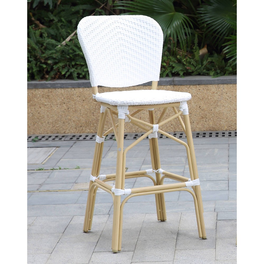 Photos - Garden Furniture Aster 2pk Wicker Patio Bar Height Chairs - White - miBasics