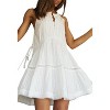 Women's Lace Sleeveless Halter Dress Tiered Flowy Boho Mini Dress for Summer - 2 of 4