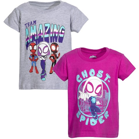 Marvel Spidey and His Amazing Friends Little Girls 2 Pack T-Shirts Grey/Purple 6