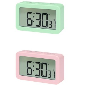 REGALWOVEN 2 Pcs Digital Smart Battery Powered Snooze Home Decor Alarm Clock 3.3 x 2 x 0.8 Inches - 1 of 4