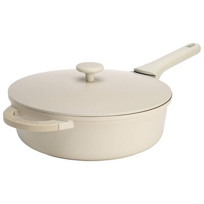 Goodful 7qt Cast Aluminum, Ceramic Stock Pot With Lid, Side Handles And  Silicone Grip Cream : Target