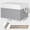 Aoibox Collapsible Storage Bins 3 Pack with Rope Handles Large Fabric Baskets for Organizing Books Clothes White Grey - 2 of 4