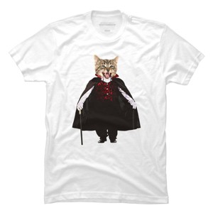 Men's Design By Humans Catcula Cat Kitten Dracula Cute Funny Halloween t shirt By JOHANNESART T-Shirt - 1 of 4