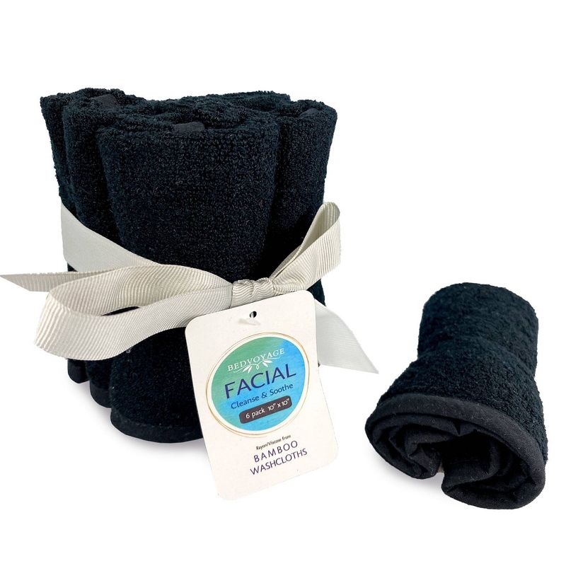 6pc Viscose from Bamboo Day and Night Facial Washcloth Set Black - BedVoyage, 3 of 9