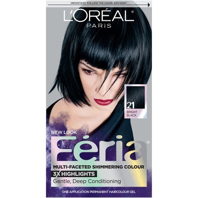 L'Oreal Paris Feria Multi-Faceted Shimmering Color - 6.3 fl oz - 21 Bright Black - 1 kit