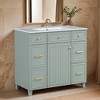 36" Bathroom Vanity with Ceramic Sink, Solid Wood Frame, Soft Close Doors, Adjustable Shelves, 3 Drawers - Leovsnove - 2 of 4