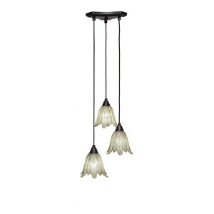 Toltec Lighting Europa 3 - Light Pendant in  Dark Granite with 7" Vanilla Leaf Shade - 1 of 1