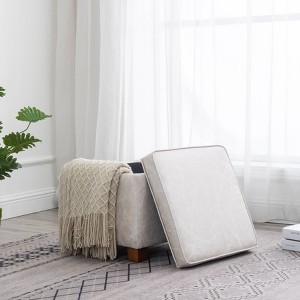 Square Storage Ottoman with Piping and Lift Off Lid - WOVENBYRD - 1 of 4