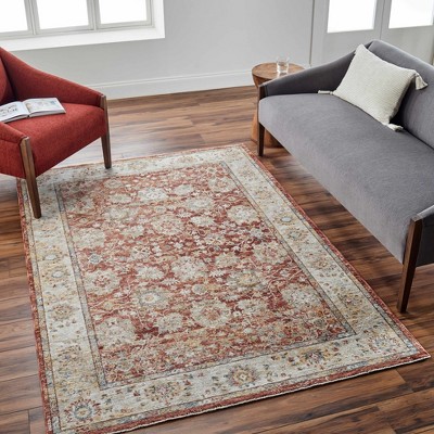 Hauteloom Duong Rust Textured Rug with Fringes