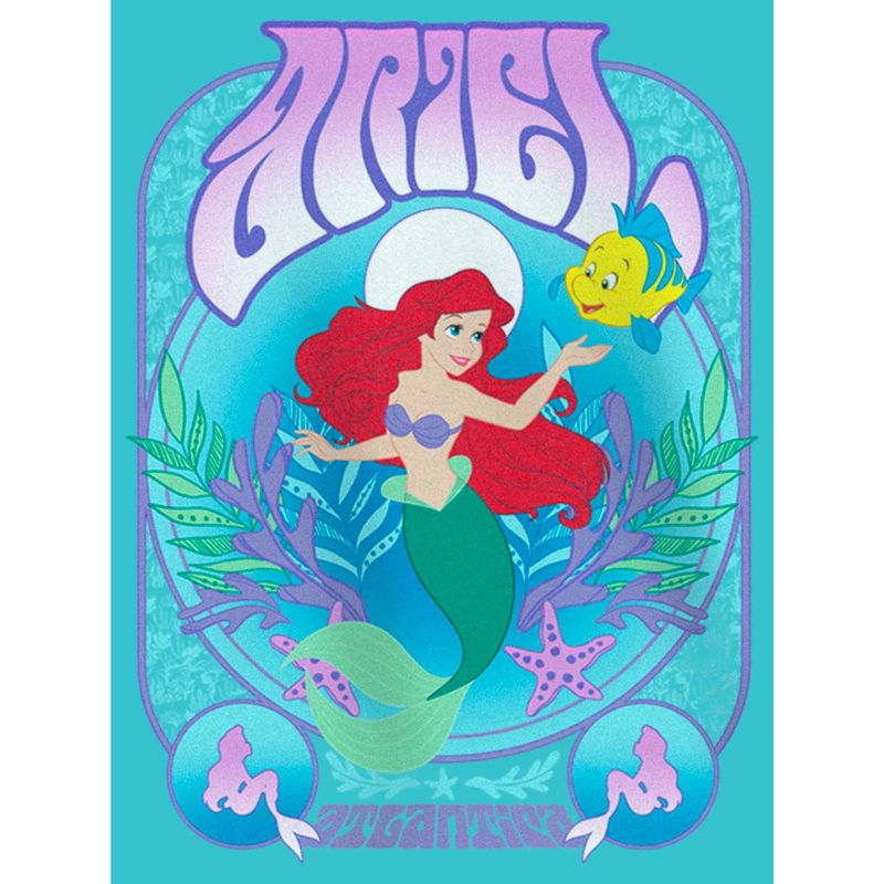 Girl's The Little Mermaid Ariel Flounder Poster T-Shirt, 2 of 5