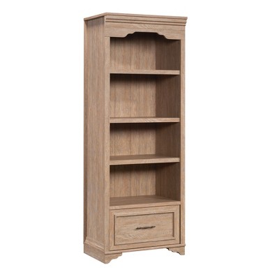 Vynxaria Modern Bookcase With Drawer/TV Stand  2 Drawers, Open Compartments, Fits 43" TVs, 40"L×20"W×19.33"H, Brown Finish