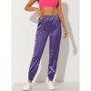 INSPIRE CHIC Women's Satin Drawstring Elastic High Waist Shiny Silky Cargo Pants - 2 of 4