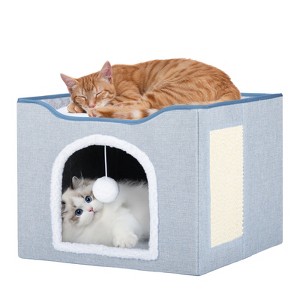 PureWags Cat Cube House with Reversible Cushions and Fluffy Hanging Ball, Foldable Cat Condo, Large Cave Bed for Indoor Cats, Rabbits and Puppies - 1 of 4