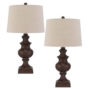 Cal Lighting Hertford 100W Resin Table lamp with Taper Drum hardback Fabric Shade. Priced and Sold as Pairs - 1 of 4