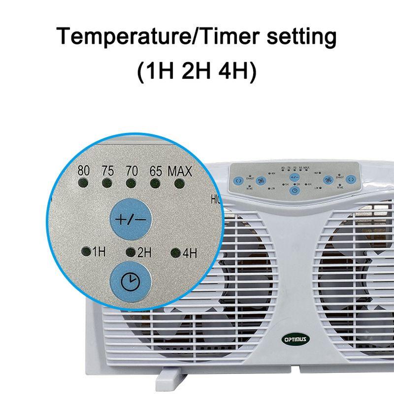 Optimus 8 in. Electric Reversible Twin Window Fan with Thermostat, 4 of 7