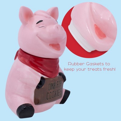 100 North Ceramic 10 inch Everyday Cookie & Candy Jar with Airtight Lid: Kitchen Canisters, Pet Treat Containers & Farmhouse Storage, Pig Sign Oink — фото 3