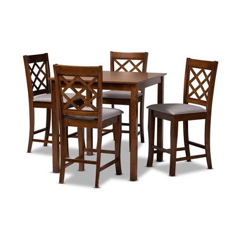 5pc Alora Fabric Upholstered Wood Pub Counter Height Dining Set