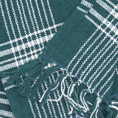 Evergreen Woven Cotton Throw Blanket with Fringe