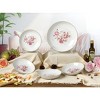 Lorren Home Trends 5 Piece Porcelain Pasta Set, 1 Serving Bowl and 4 Individual Bowls,  Floral Design - 3 of 4