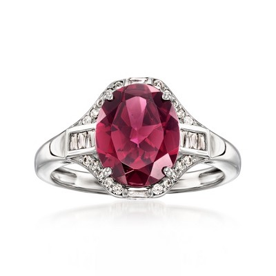 Ross-Simons 3.10 Carat Rhodolite Garnet Ring With .32 ct. t.w. Diamonds in Platinum