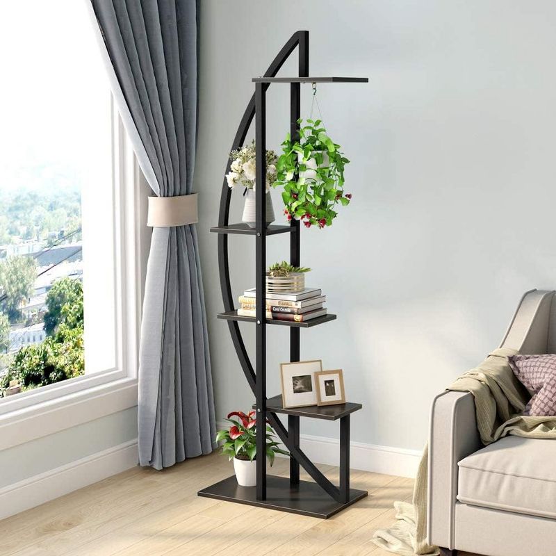 Tribesigns 63" Tall 5-Tier Plant Stand Pack of 2 Black, 2 of 5