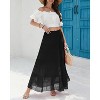 Women's Chiffon Boho Maxi Skirt - High Waist Tiered Pleated Floral A-Line Long Skirt Black - 2 of 4