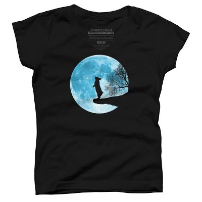 Girl's Design By Humans Moon Bunny By Maryedenoa T-Shirt