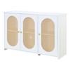 MAYEERTY Retro 3 Doors Sodeboard with Large Storage Space Artificial Rattan Doors Handles for Hallway Living Room White - 4 of 4