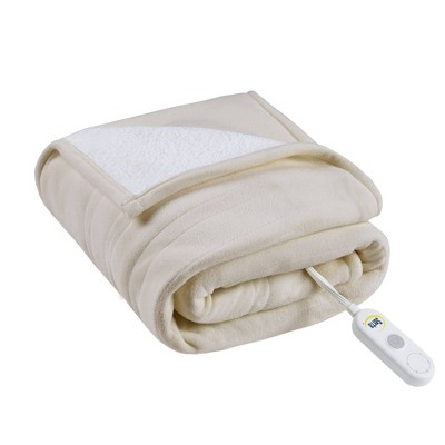 Serta 50"x60" Fleece to Sherpa Electric Throw Blanket