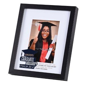 Dicksons FRMWDBL-810-104 Congrats Graduate May He Give You The Desires Of Your Heart Glossy Black 11 x 9 Wood And Glass Shadow Box Style Tabletop Or - 1 of 1