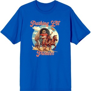 "Parking Lot Pioneer" Old West Wagon Football Cowboy Adult Short Sleeve Tee - 1 of 2