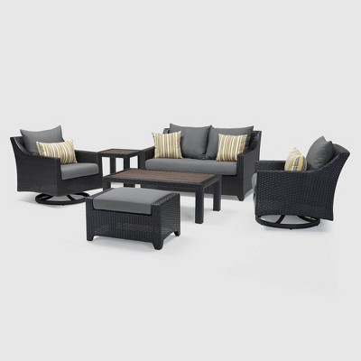 Deco Deluxe 6pc Love & Motion Club Seating Set - Charcoal Gray - RST Brands