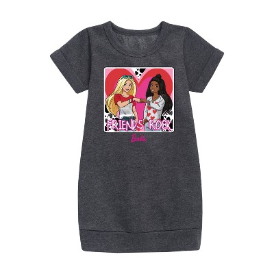 - Barbie - Friends Rock Graphic Short Sleeve Fleece Dress