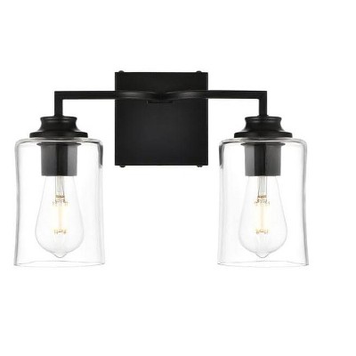 Elegant Lighting Ronnie 2 light Black and Clear Bath Sconce