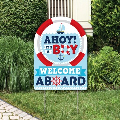 Big Dot of Happiness Ahoy It's a Boy - Party Decorations - Nautical Baby Shower Welcome Yard Sign