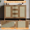 Modern Rattan Buffet Cabinet 47 Inch, Boho Credenza with Drawers & Doors, Wooden Storage Console for Entryway, Living Room, Farmhouse, Brown - 4 of 4