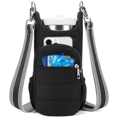 BABYYER Crossbody Water Bottle Bag Water Bottle Pouch Mug Holder with Shoulder Strap for Walking, Hiking and Cycling