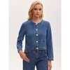 INSPIRE CHIC Women's Crew Neck Denim Long Sleeve 2026 Button Down Cropped Jean Jackets - 2 of 4