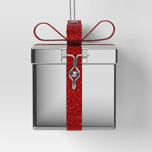 Christmas Silver Metal Gift Box Ornament - Wondershop™ - 1 of 3
