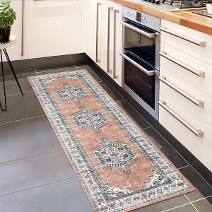 Vintage Floral Rugs for Living Room Bedroom Persian Area Rug Medallion Low Pile Non-Slip Carpet - 1 of 4