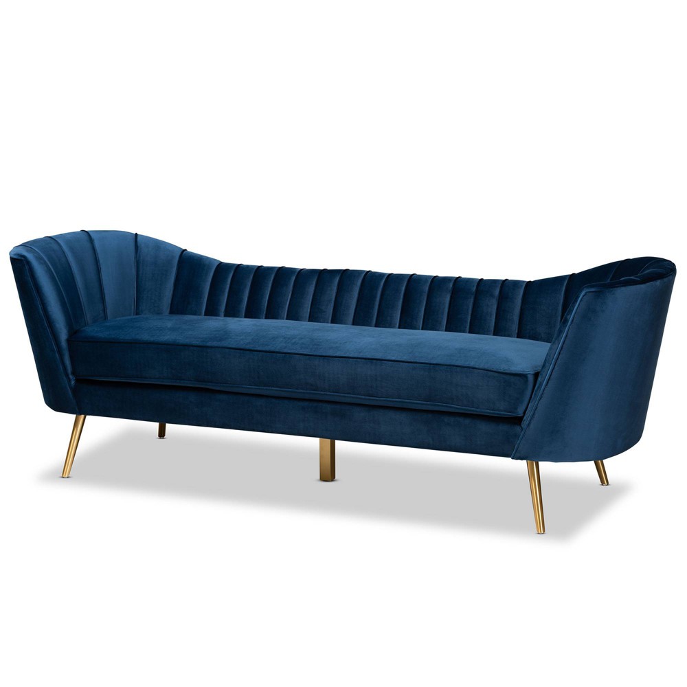 Photos - Sofa Kailyn  Navy Blue/Gold - Baxton Studio