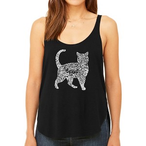 LA Pop Art Women's Premium Word Art Flowy Tank Top - Cat - 1 of 4