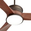 54" Casa Vieja Key West Modern Indoor Outdoor Ceiling Fan with Dimmable LED Light Remote Emperial Bronze Walnut Opal Glass Wet Rated for Patio House - image 3 of 4