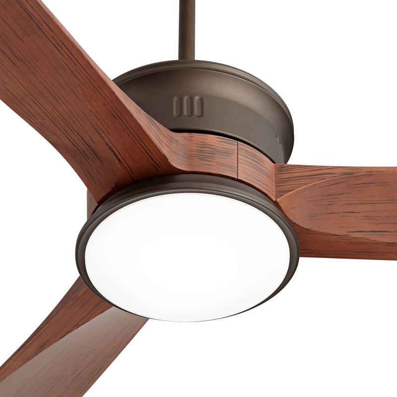 54" Casa Vieja Key West Modern Indoor Outdoor Ceiling Fan with Dimmable LED Light Remote Emperial Bronze Walnut Opal Glass Wet Rated for Patio House, 3 of 11