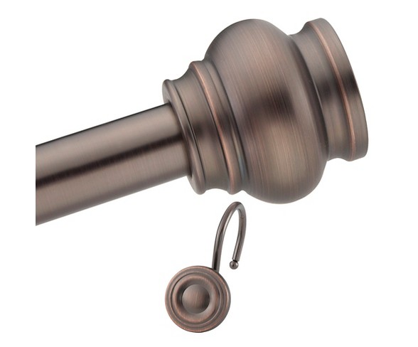 Elegant Home Fashions Circle Decorative Shower Rod and Hooks Set - Oil Rubbed Bronze