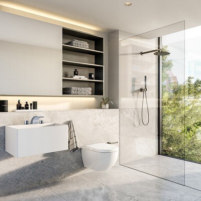 Polished Chrome 8-inch Widespread LED Bathroom Faucet with Pop-Up Drain