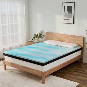 Dyonery Extra Firm Mattress Topper Twin Size 3 Inch, Pain Relieving Foam Bed Topper, Gel Memory Foam&High-Density Foam Mattress Pad - 1 of 4