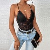 Clearlove Women's Lace Halter Top Tie Backless Deep V Neck Hollowed-out Strap Back Fitted Crop Top - 2 of 4