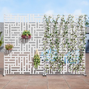 1-Piece 46.8 In. W x 71.37 In. H Brown Outdoor Metal Screen Decorative Art Panel,Outdoor Garden Screen - 1 of 4