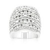 Slickblue Women’s Wide Cubic Zirconia Pave Abstract Ring – Rhodium-Plated with Sparkling Round Stones, Sizes 5-10 - 2 of 4